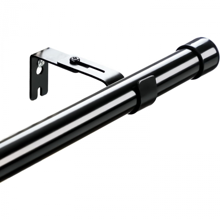 Galerie Metalica Extensibila pentru Perdele cu Inele, 76 cm, Bara de Perdele Neagra si Suporturi Reglabile [1]