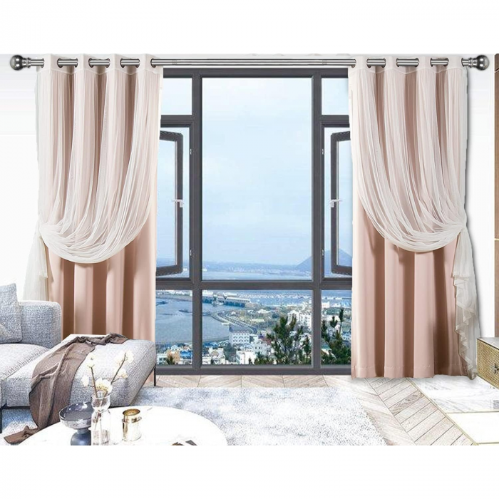 Galerie Metalica Extensibila pentru Perdele cu Inele, 86-213 cm, Bara de Perdele Argintie cu Finiale Decorative si Suporturi Reglabile [5]