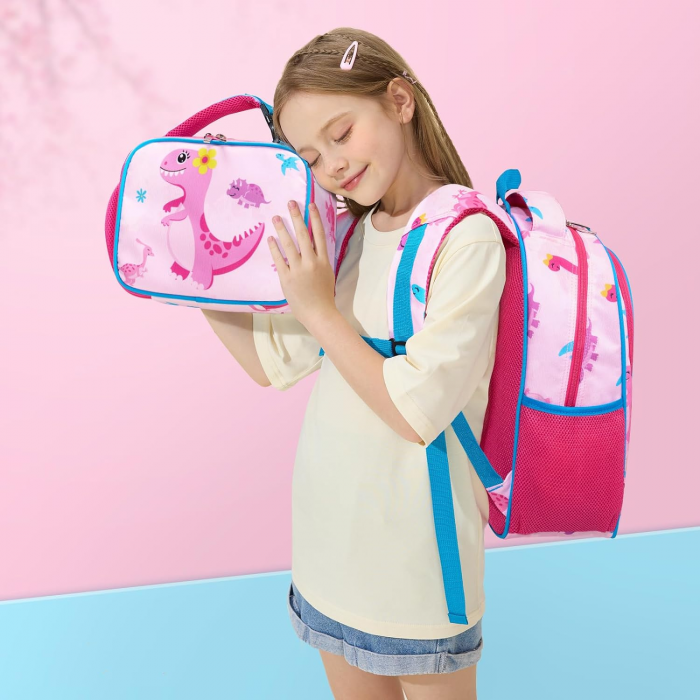 Geanta termoizolanta pentru alimente, ideala pentru copii, cu model dinozaur, 26x19x10 cm, ideala pentru scoala, excursii, calatorii sau antrenament, poate fi accesoriu pentru rucsac [2]
