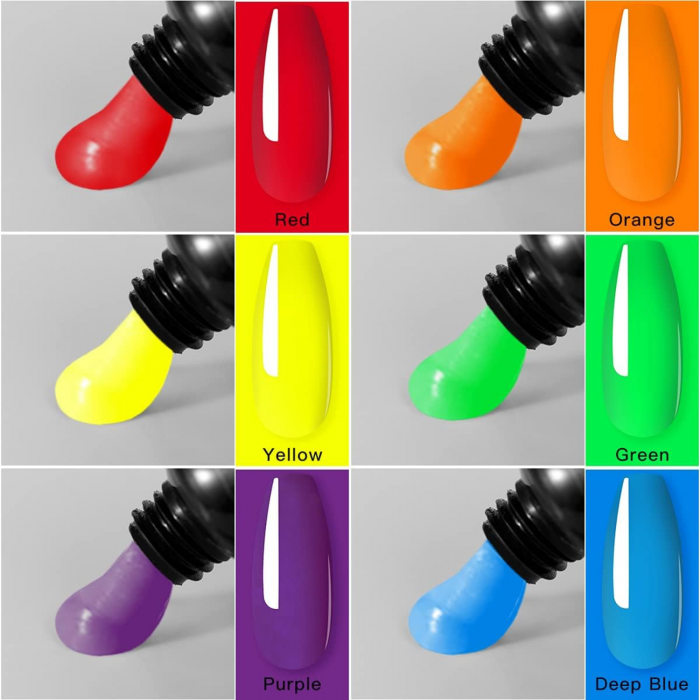 Kit Extensii Unghii cu Gel ROSALIND – 6 Culori, Set Complet cu Base Coat, Top Coat, Solutie Gel, Accesorii Nail Art si Sclipici [2]