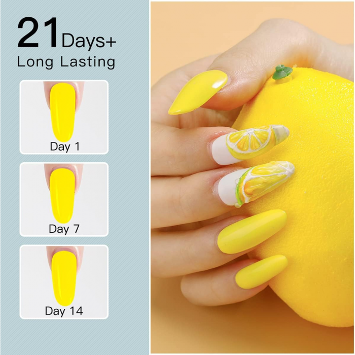 Kit Extensii Unghii cu Gel ROSALIND – 6 Culori, Set Complet cu Base Coat, Top Coat, Solutie Gel, Accesorii Nail Art si Sclipici [6]