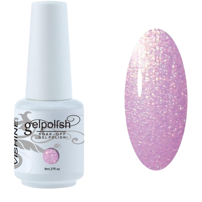 Lac de Unghii cu Gel UV LED Vishine, Roz deschis perlat, Manichiura Semipermanenta de Pana la 21 de Zile [1]