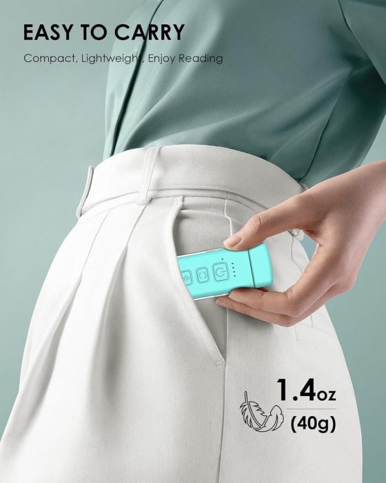 Lampa LED de citit cu atasare pe carte, 3 Moduri de Culoare, 5 Niveluri de Luminozitate, USB Reincarcabil si Autonomie de Pana la 80 de Ore cu Protectie pentru Ochii Tai, Turcoaz [3]
