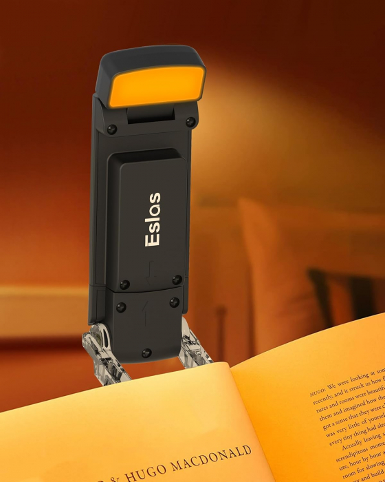 Lampa LED de citit cu atasare pe carte, 3 Moduri de Culoare, 5 Niveluri de Luminozitate, USB Reincarcabil si Autonomie de Pana la 80 de Ore cu Protectie pentru Ochii Tai, Negru [3]