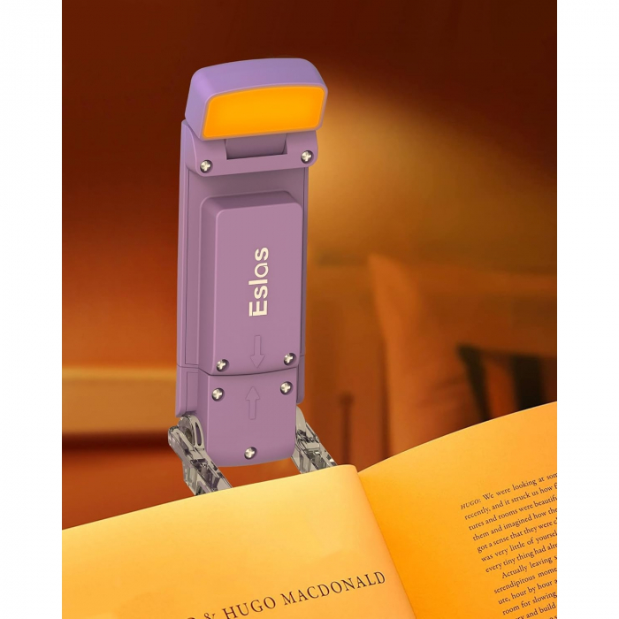 Lampa LED de citit cu atasare pe carte, 3 Moduri de Culoare, 5 Niveluri de Luminozitate, USB Reincarcabil si Autonomie de Pana la 80 de Ore cu Protectie pentru Ochii Tai [7]