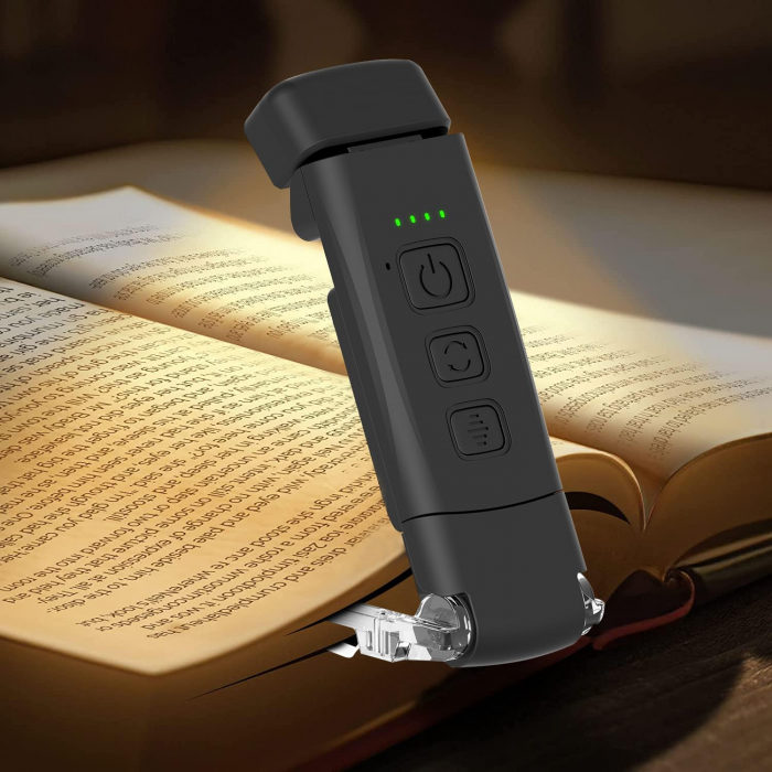 Lampa LED de citit cu atasare pe carte, 3 Moduri de Culoare, 5 Niveluri de Luminozitate, USB Reincarcabil si Autonomie de Pana la 80 de Ore cu Protectie pentru Ochii Tai, Negru [7]