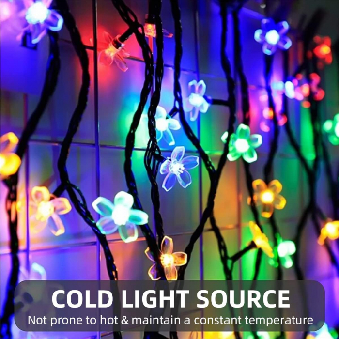 Lampi Solare sub Forma de Flori – 7,5 Metri, 50 LED-uri Multicolore, 8 Moduri, Rezistente la Apa, Decoratiuni pentru Gradina, Curte si Garduri [8]