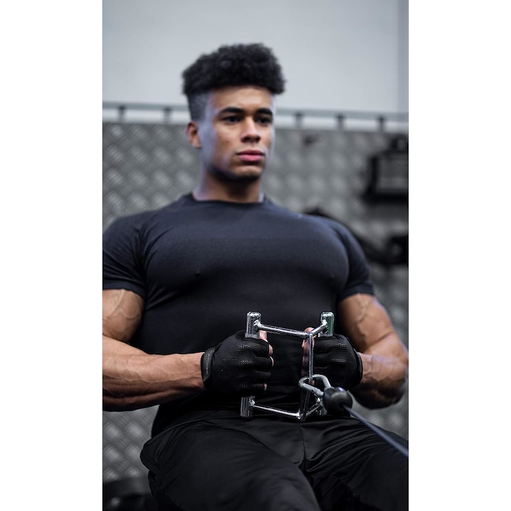 Manusi de antrenament pentru fitness si sala, din material respirabil, cu protectie palma, culoare Army Green, marime XS, circumferinta palmei 14-16 cm [6]