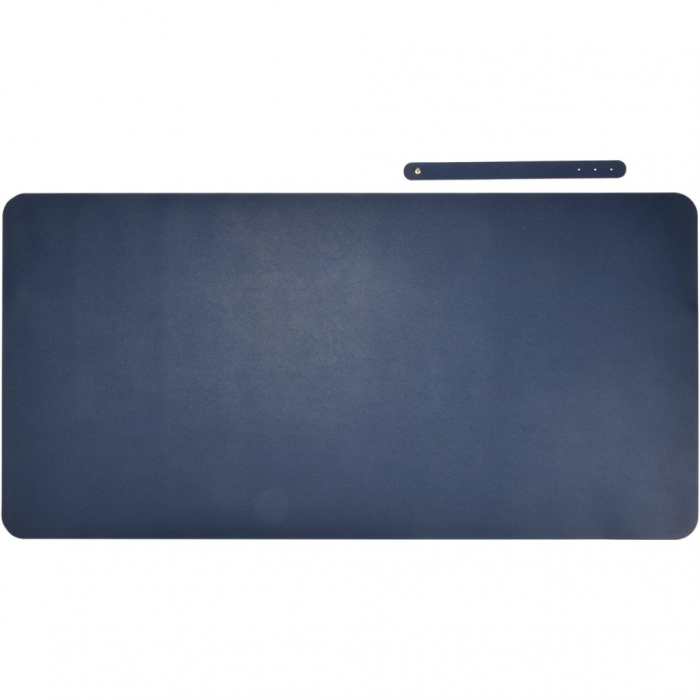 Mousepad tip Covoras Birou Dublu Fata - Protectie Impermeabila din Piele PU si Pluta Ecologica, 80x40cm, Albastru marin [1]