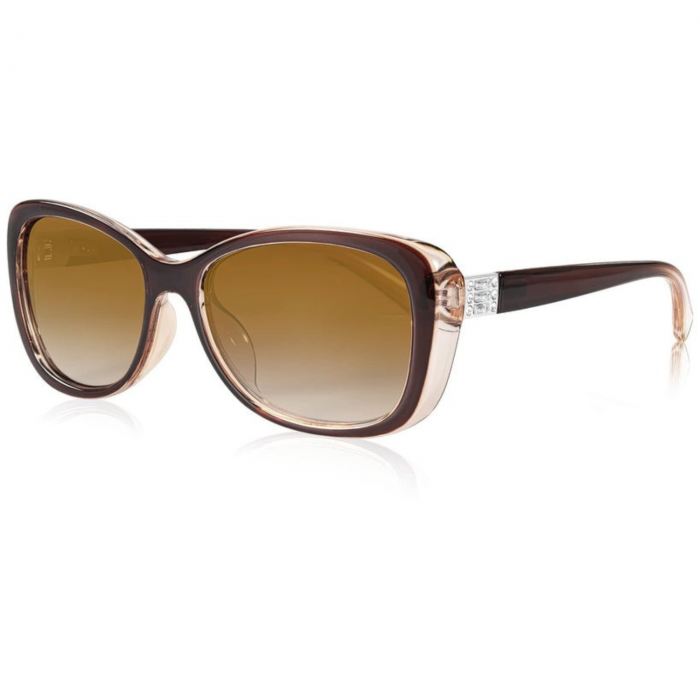 Ochelari de Soare Polarizati pentru Femei, Design cu Strasuri, Stil Butterfly Oversized, Protectie UV400, Maro [1]