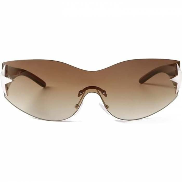 Ochelari de Soare Polarizati Y2K pentru Barbati si Femei, Stil Wrap Around, Protectie UV400, Ideali pentru Pescuit, Golf si Condus, Maro Transparent [4]