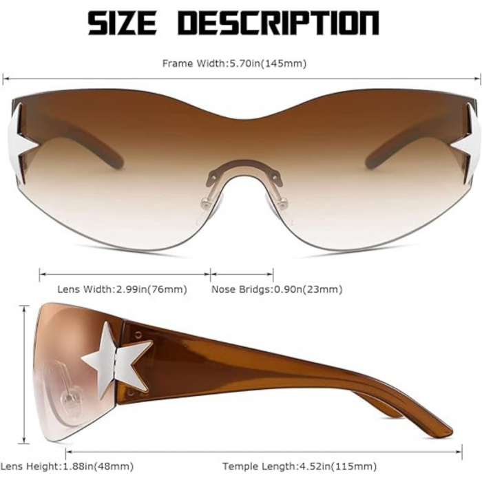 Ochelari de Soare Polarizati Y2K pentru Barbati si Femei, Stil Wrap Around, Protectie UV400, Ideali pentru Pescuit, Golf si Condus, Maro Transparent [5]