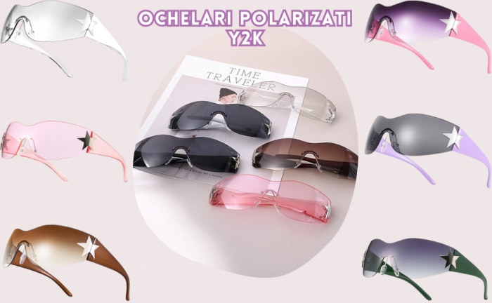 Ochelari de Soare Polarizati Y2K pentru Barbati si Femei, Stil Wrap Around, Protectie UV400, Ideali pentru Pescuit, Golf si Condus, Maro Transparent [2]