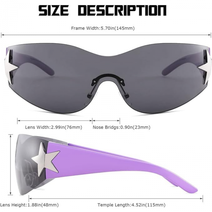 Ochelari de Soare Polarizati Y2K pentru Barbati si Femei, Stil Wrap Around, Protectie UV400, Ideali pentru Pescuit, Golf si Condus, Roz Orhidee cu Negru [5]
