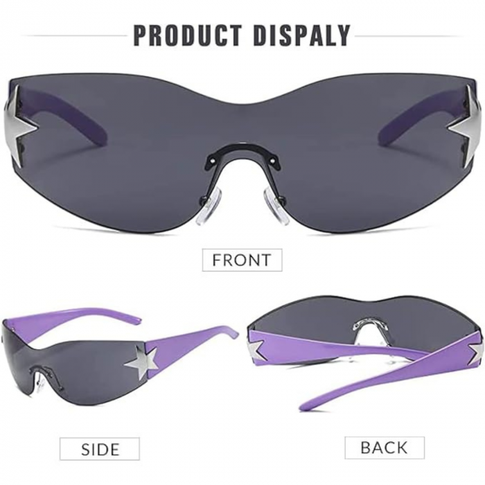 Ochelari de Soare Polarizati Y2K pentru Barbati si Femei, Stil Wrap Around, Protectie UV400, Ideali pentru Pescuit, Golf si Condus, Roz Orhidee cu Negru [3]
