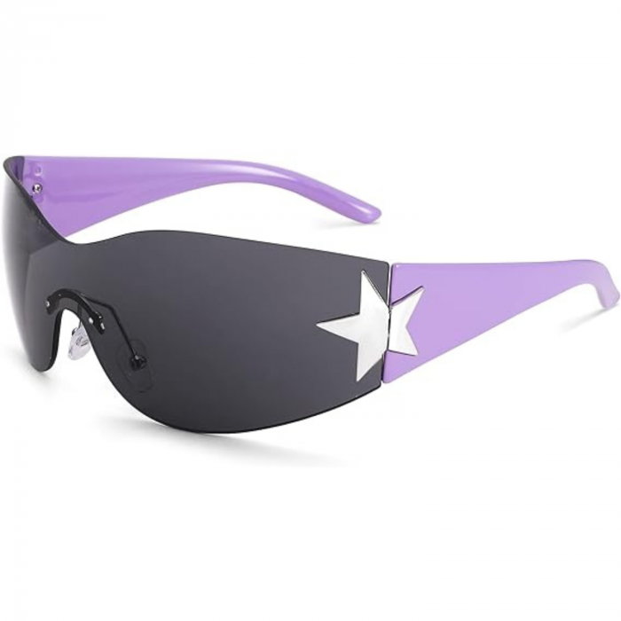 Ochelari de Soare Polarizati Y2K pentru Barbati si Femei, Stil Wrap Around, Protectie UV400, Ideali pentru Pescuit, Golf si Condus, Roz Orhidee cu Negru [1]