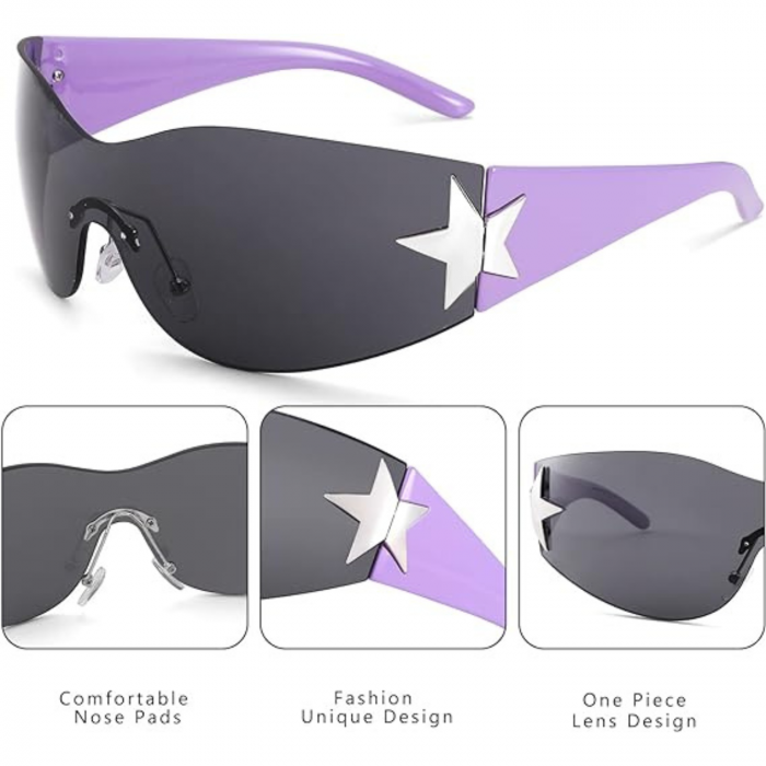 Ochelari de Soare Polarizati Y2K pentru Barbati si Femei, Stil Wrap Around, Protectie UV400, Ideali pentru Pescuit, Golf si Condus, Roz Orhidee cu Negru [4]