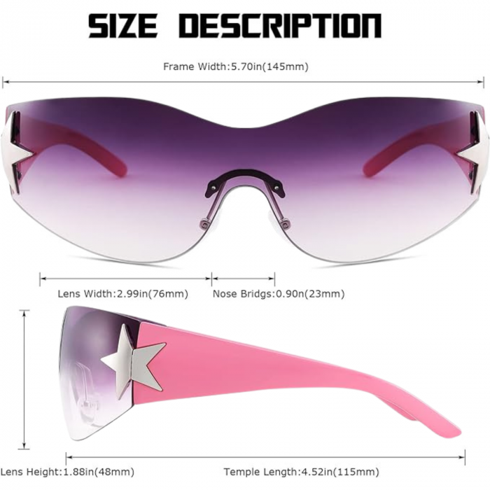 Ochelari de Soare Polarizati Y2K pentru Barbati si Femei, Stil Wrap Around, Protectie UV400, Ideali pentru Pescuit, Golf si Condus, Roz si Mov [4]