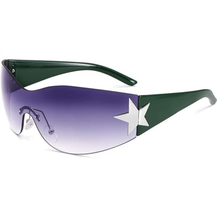 Ochelari de Soare Polarizati Y2K pentru Barbati si Femei, Stil Wrap Around, Protectie UV400, Ideali pentru Pescuit, Golf si Condus, Verde si Negru [2]