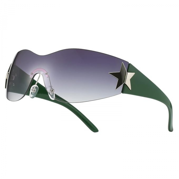 Ochelari de Soare Polarizati Y2K pentru Barbati si Femei, Stil Wrap Around, Protectie UV400, Ideali pentru Pescuit, Golf si Condus, Verde si Negru [1]