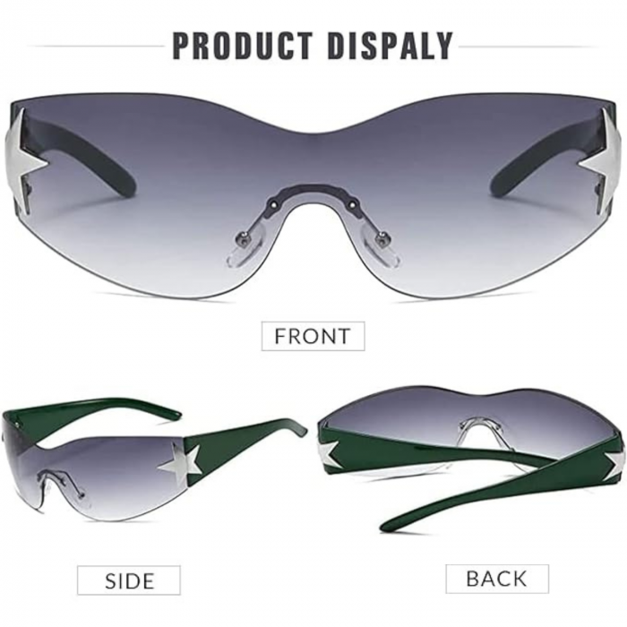 Ochelari de Soare Polarizati Y2K pentru Barbati si Femei, Stil Wrap Around, Protectie UV400, Ideali pentru Pescuit, Golf si Condus, Verde si Negru [3]