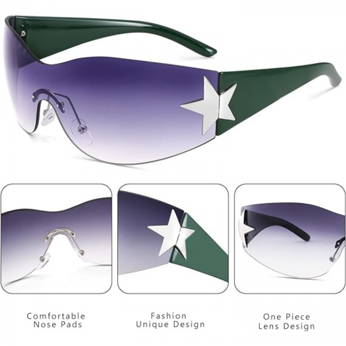 Ochelari de Soare Polarizati Y2K pentru Barbati si Femei, Stil Wrap Around, Protectie UV400, Ideali pentru Pescuit, Golf si Condus, Verde si Negru [5]