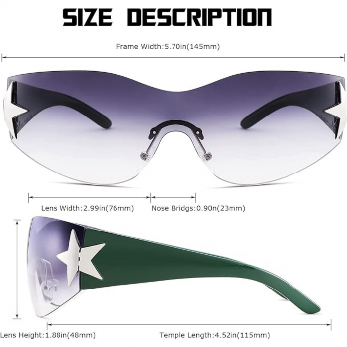 Ochelari de Soare Polarizati Y2K pentru Barbati si Femei, Stil Wrap Around, Protectie UV400, Ideali pentru Pescuit, Golf si Condus, Verde si Negru [4]