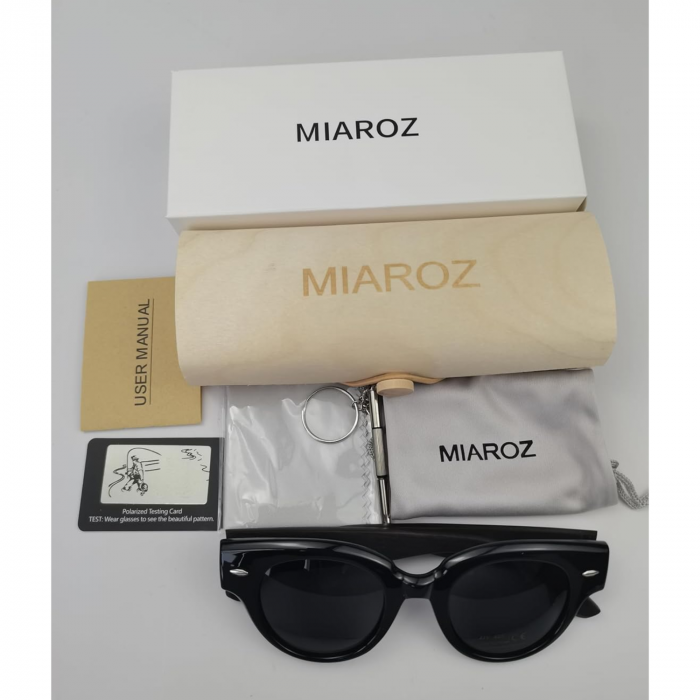 Ochelari de Soare Rotunzi din Plastic si Lemn de Nuc, Polarizati, Protectie UV400, pentru Femei [3]
