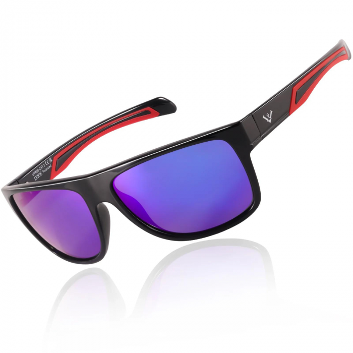Ochelari de Soare Sport si Zilnici pentru Femei si Barbati, Protectie UV400 Polarizata, Design Ergonomic si Durabil, Negru, Rosu, Mov [1]