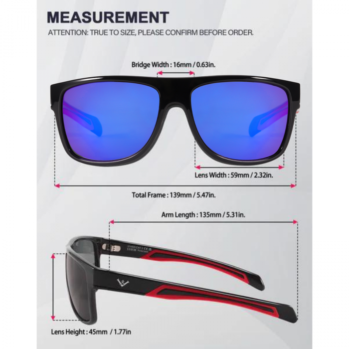 Ochelari de Soare Sport si Zilnici pentru Femei si Barbati, Protectie UV400 Polarizata, Design Ergonomic si Durabil, Negru, Rosu, Mov [5]