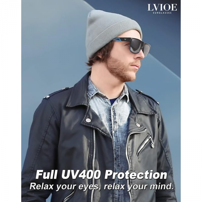 Ochelari de Soare Sport si Zilnici pentru Femei si Barbati, Protectie UV400 Polarizata, Design Ergonomic si Durabil, Negru si Albastru [6]