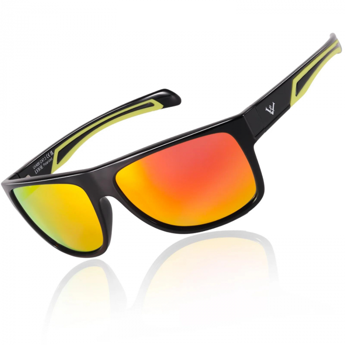 Ochelari de Soare Sport si Zilnici pentru Femei si Barbati, Protectie UV400 Polarizata, Design Ergonomic si Durabil, Negru si Galben [1]