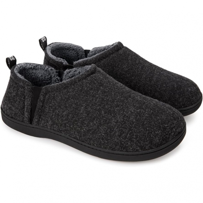 Papuci de Casa cu Spuma cu Memorie si Blana Sherpa, Gri, Marimea 44-45 – Confort Maxim pentru Barbati [1]