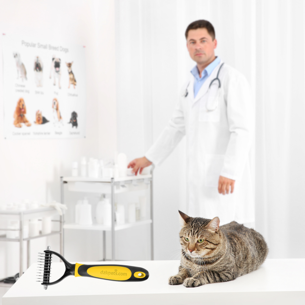 Perie Profesionala pentru Descurcarea Blanii - Instrument Complet de Grooming tip Pieptene pentru Caini si Pisici cu Piele Sensibila, Par Mediu sau Lung Galben [3]