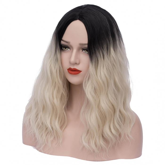 Peruca Blonda Ombre Cosplay pentru Femei, Stil Par Mediu, Ideala pentru Carnaval si Halloween [5]
