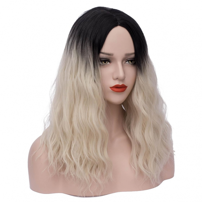 Peruca Blonda Ombre Cosplay pentru Femei, Stil Par Mediu, Ideala pentru Carnaval si Halloween [6]