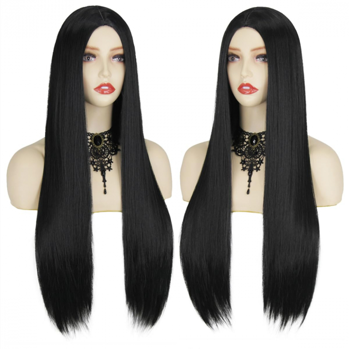 Peruca Bruneta Cosplay pentru Femei, Stil Morticia Familia Addams, Ideala pentru Carnaval si Halloween [5]