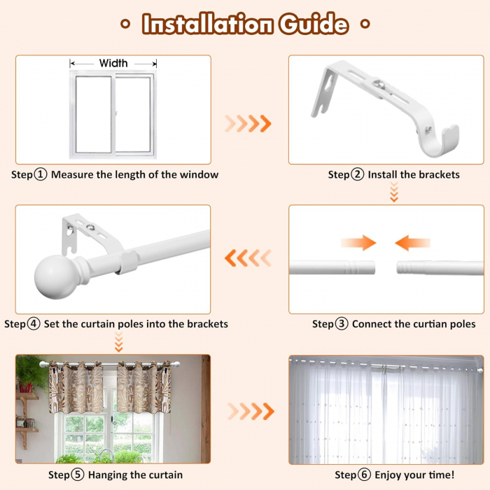 Set 2 Galerii pentru Perdea cu Finiale Rotunde, 76 - 151 cm, Diametru 1.6 cm, Suporturi Incluse pentru Living si Exterior [3]