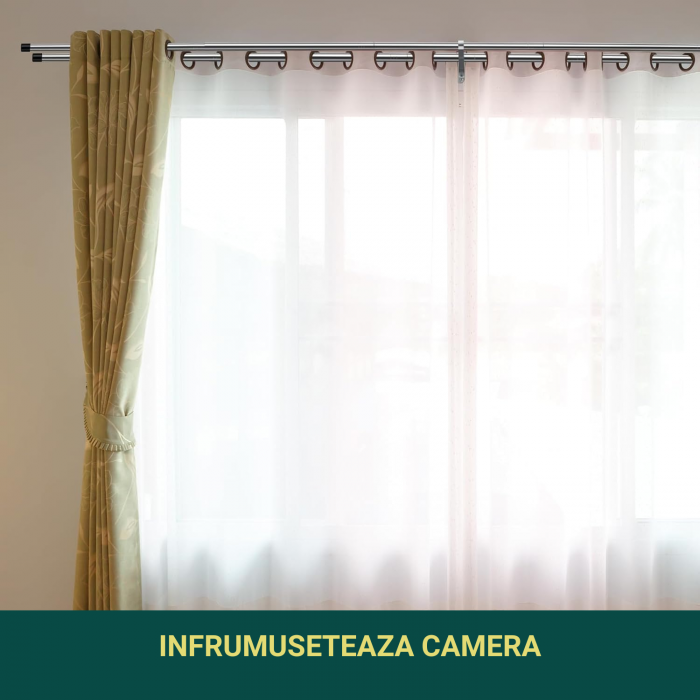Set 2 x Galerie Metalica pentru Perdea cu Finiale in Buton, 76 - 113 cm, Diametru 2.5 cm, Argintiu si Negru, Suporturi Incluse pentru Living si Exterior [2]