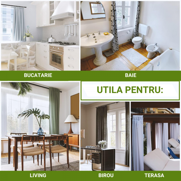 Set 2 x Galerie pentru Perdea cu Finiale Rotunde, 76 - 116 cm, Diametru 1.6 cm,  Alba, Suporturi Incluse pentru Living si Exterior [6]