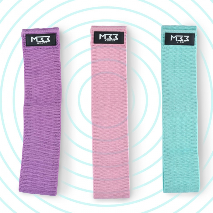 Set 3 benzi elastice, banda de rezistenta pentru fitness, gimnastica de recuperare, 3 Nivele de Intensitate, Multicolor [3]