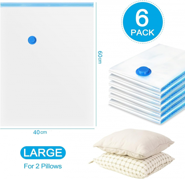 Set 6 Saci de Vidat pentru Depozitare – Saci Economisitori de Spatiu, 60x40cm, Reutilizabili, pentru Haine, Paturi, Perne si Calatorii [5]