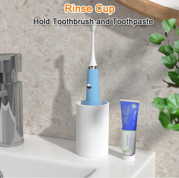 Set elegant pentru baie din 3 piese, cu dozator pentru sapun lichid, pahar clatire sau recipient pentru periute si pasta de dinti, tavita, culoare alba, model in relief, rasina epoxidica [4]