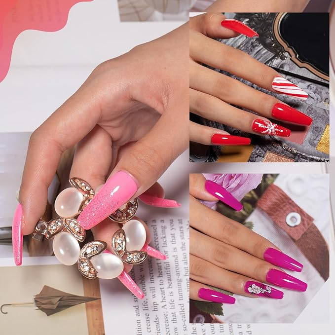 Set Lac de Unghii Gel, 23 Piese - Kit pentru Manichiura cu Culori Rosu, Albastru si Portocaliu, Gel Soak Off pentru Iarna, Base Coat, Glossy si Matte Top Coat [7]