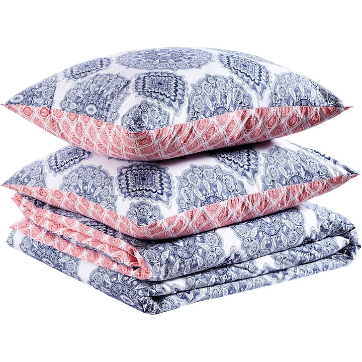 Set lenjerie de pat dublu, bumbac 100%, 155 x 200 cm, 80 x 80 cm, 3 piese, OEKO-TEX Standard 100, multicolor, 2 persoane Multicolor 155 x 200 80 x 80 [5]