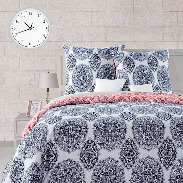Set lenjerie de pat dublu, bumbac 100%, 155 x 200 cm, 80 x 80 cm, 3 piese, OEKO-TEX Standard 100, multicolor, 2 persoane Multicolor 155 x 200 80 x 80 [6]