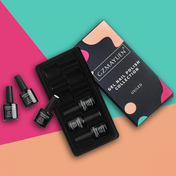 Set Oja Gel UV cu Sclipici pentru Unghii - 6 Culori, Kit Complet pentru Manichiura Acasa, Multicolor [1]