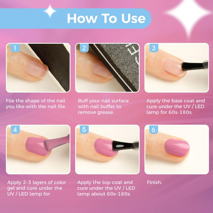 Set Oja Gel UV pentru Unghii - 10 Culori, Kit Complet pentru Manichiura Acasa, Nude Rose [4]