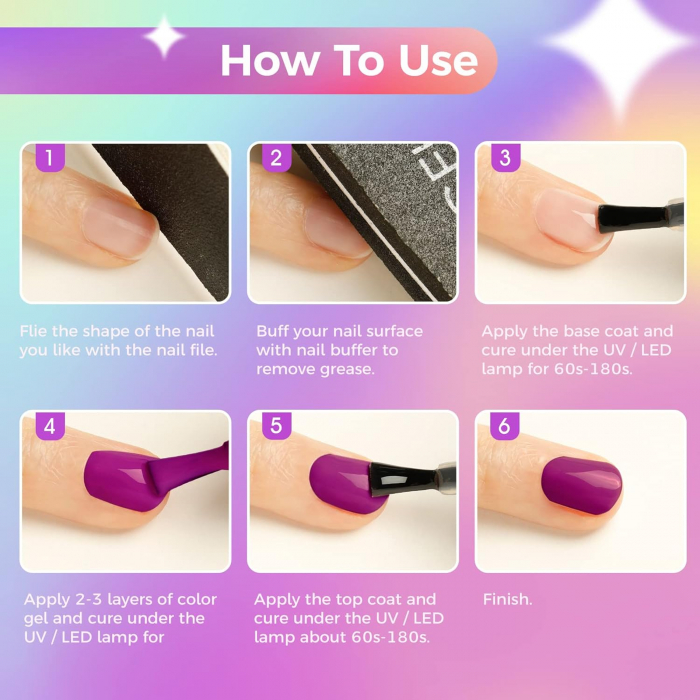 Set Oja Gel UV pentru Unghii - 10 Culori, Kit Complet pentru Manichiura Acasa, Roz Cherry [5]