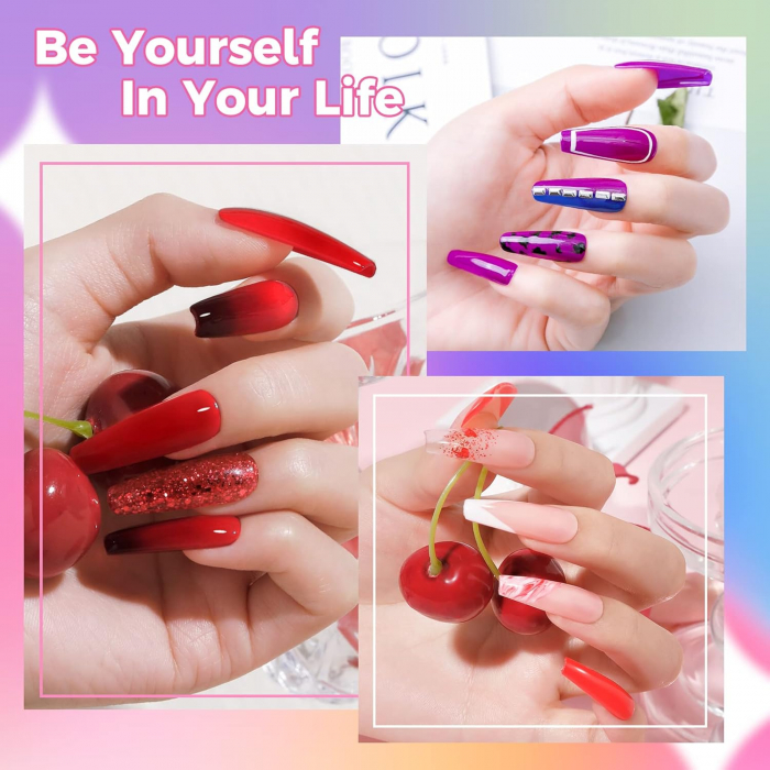 Set Oja Gel UV pentru Unghii - 10 Culori, Kit Complet pentru Manichiura Acasa, Roz Cherry [8]